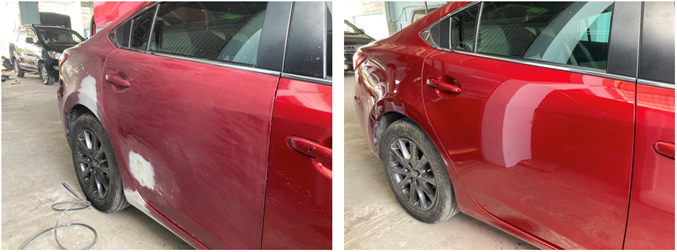 Hình ảnh so sánh xe trước và sau khi làm đồng sơn xe ô tô